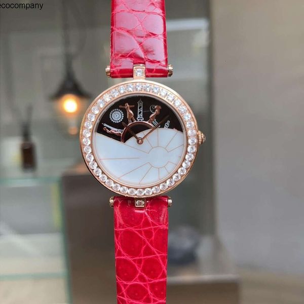 Quadrifoglio con diamanti va Orologio Van Donna Designer Moda Causale Lusso Cleefly Nuovo Orologio da donna Minimalista intarsiato con diamanti Montre De Luxe F5LP XGLD