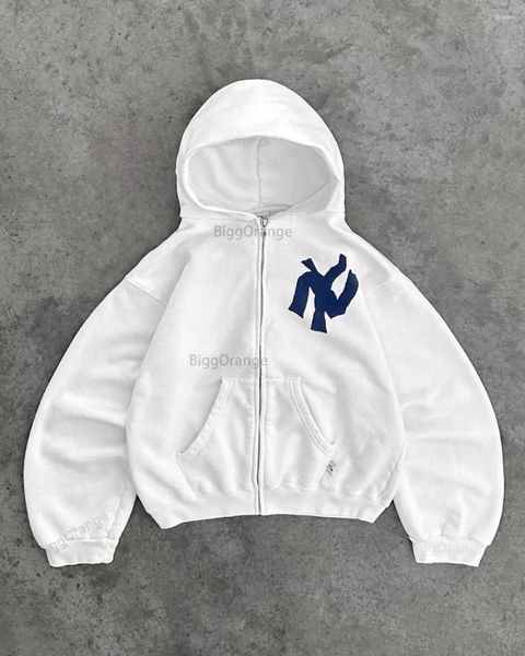 Kadın Hoodies Harajuku Y2K Retro Desen Baskılı Hardigan Hoodie Kadın Günlük Gevşek Erkekler Hip Hop Sporları Uzun Kollu Sokak Kapşonlu