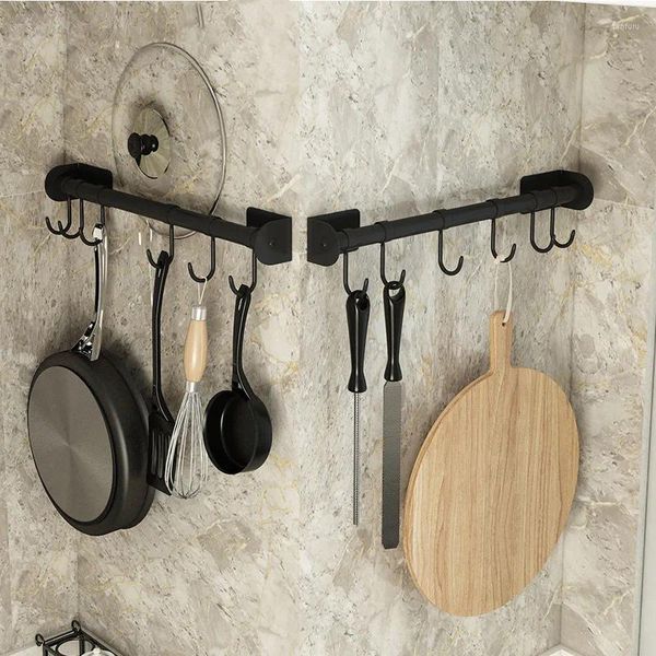 Küche Lagerung Edelstahl Klebstoff Bar Aufhänger Utensilien Bewegliche Haken Rack Pan Topf Stange Organizer Wand Kochgeschirr Löffel Halter