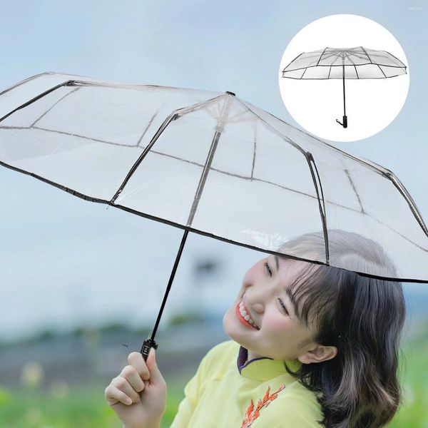 Guarda -chuvas Automático Parasol Umbrella Transparent Open Fechar Dobring pequeno para chuva Clear portátil