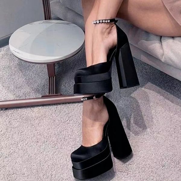 Yaz Seksi Kadınlar Parti Gece Kulübü Ayakkabıları Ziyafet Platformu Sandalet Moda Süper Tıknaz Yüksek Topuklu Düğün Artı Boyut 35 43 231220
