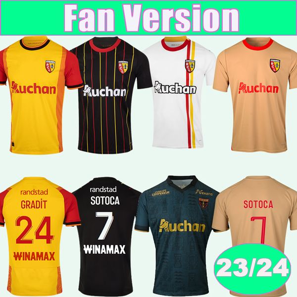 2023 24 RC Lens FOFANA BUKSA Maglie da calcio da uomo MEDINA GRADIT SOTOCA BOURA Casa lontano 3a Edizioni speciali Maglie da calcio bianche Uniformi a maniche corte