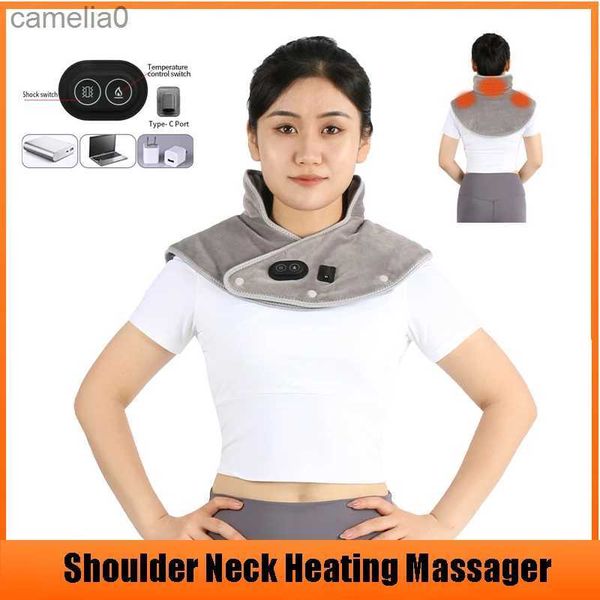 Massageadores elétricos Almofada de aquecimento de pescoço Envoltório massageador de ombro aquecido USB elétrico cervical aliviar alívio da dor cinta traseira ferramenta aquecimento para escritório homeL231220