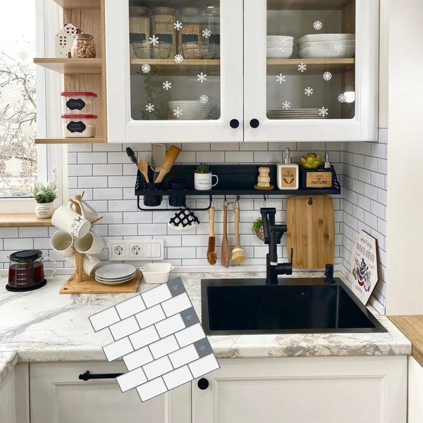 Backsplash de cozinha autoadesivo 3D descasca e cola azulejo de parede para banheiro 231220