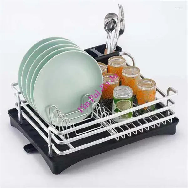 Алюминиевая полка для хранения посуды на кухне, держатель для слива раковины, тарелки, миски, органайзер, посуда, дренажная корзина