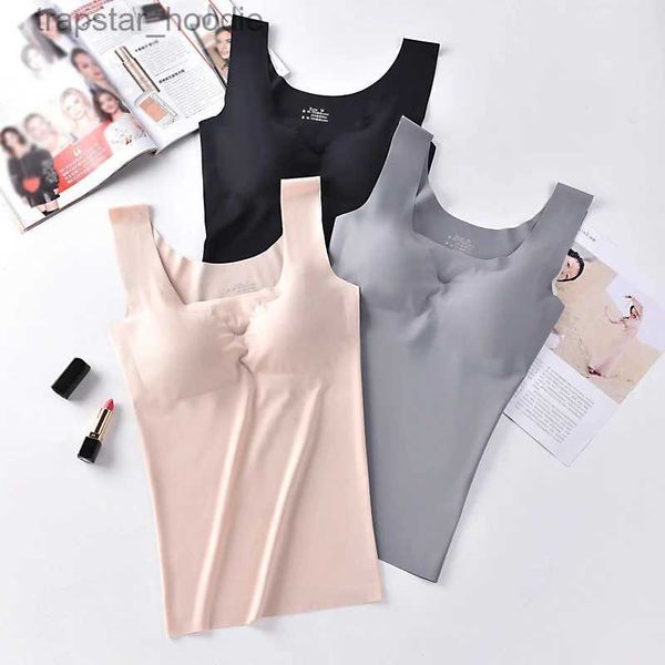 Kadın Tankları Camis Buz İpek Tank Top Yalsılı Yalılık Yıkılmış Düz Renk Üstü Kesintisiz Kamaruklu Nefes Alabilir iç çamaşırı kadınlar için rahat mahsul 2023 Sıcak Satış L231220