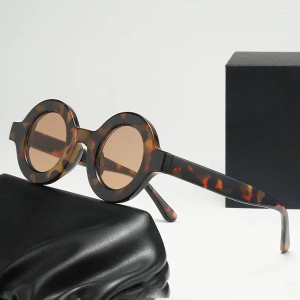 Óculos de sol UVLAIK Pequeno Rodada Mulheres Moda UV400 Protetor Solar Sunshade Sun Glasses Men Thick Frame Sunglass Goggles
