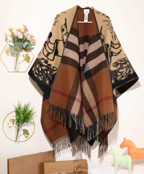 Schals 2023 Neue b Plaid Große Schal Herbst/Winter Warhorse Quaste Cape Schal HKQX