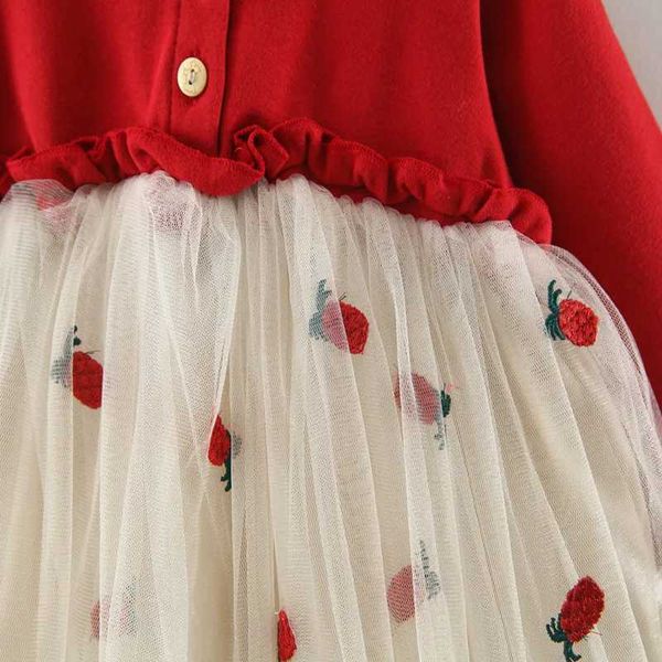 Mädchenkleider Ladka 6M-3T Frühling Neugeborenes Baby Kleider für Mädchen Prinzessin Spitze Erster Geburtstag Mädchen Partykleider Rote Baby Outfits Kleidung