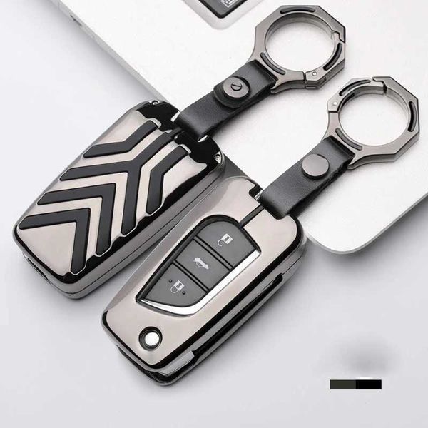 Autoschlüssel Zinklegierung Flip Folding Car Key Case Metallabdeckung Schlüsselanhänger für Toyota Yaris Camry Corolla Prado REIZ Crown RAV4 Hilux Shell Bag