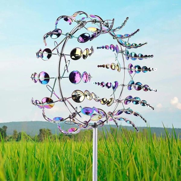 Decorações de jardim moinho de vento rotativo ao ar livre artesanato de metal mágico criativo decoração para casa ornamentos escultura cinética tuin decoratie