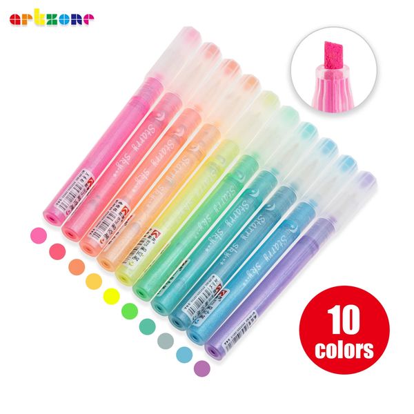 10 цветов мерцающая пудра-хайлайтер ручка блестящий флуоресцентный набор художественные маркеры для рисования рисование 231220