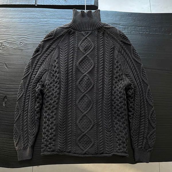 Maglione con collo alto e logo intrecciato pesante, perfetto per uomo e donna, felpa di lana lavorata a maglia casual 23fw dic 20