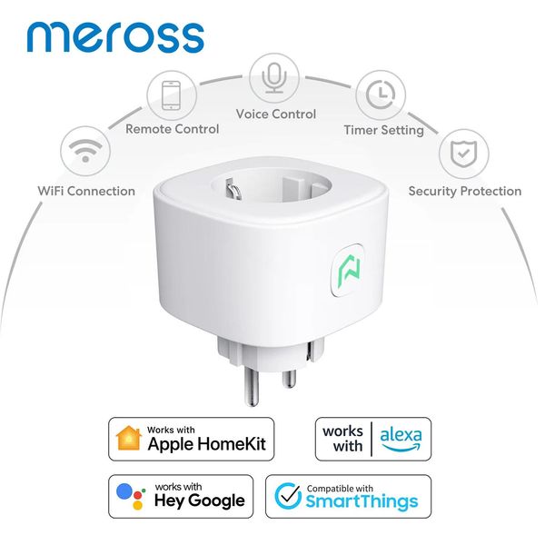 Fişler Meross Homekit WiFi Akıllı Fiş 16A AB Standart Soket Zamanlayıcı İşlevi Uzaktan Kumanda Desteği Alexa Google Assistant Smarthings
