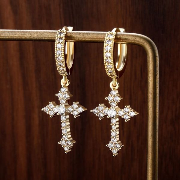 Designer New Cross Brincos Stud for Women Iced Out Cubic Zirconia Jeia Hip Hop Moda Simples Brincha de Diamante Gift Gift