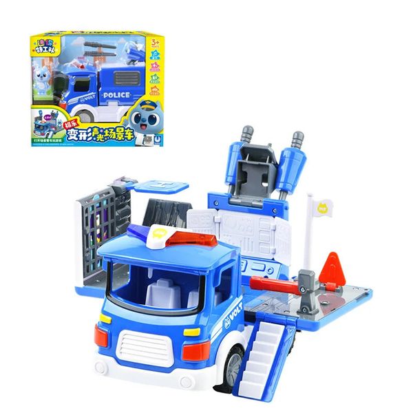 Giocattoli di trasformazione Robot ABS Mini Force Simulare scene di combattimento Giocattoli con suoni e luci Action Figures Ambulanza Ingegnere Auto giocattolo per bambini Regalo 231219