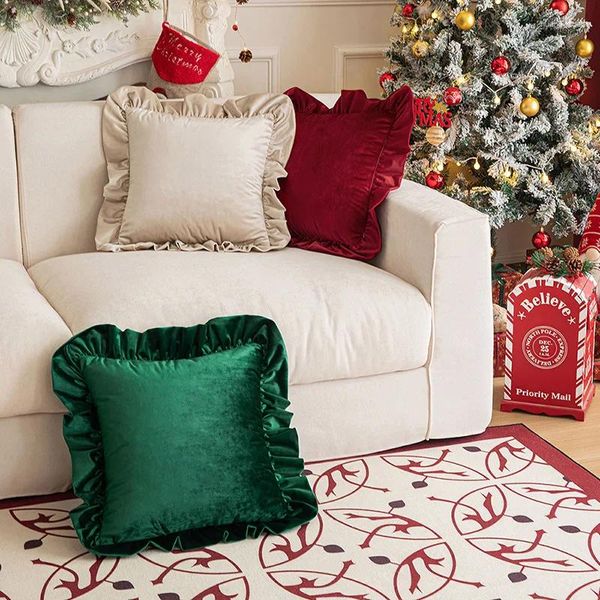 Travesseiro ins italiano veludo babados fronha sofá capa sala de estar decoração de natal cintura caso casa decorat