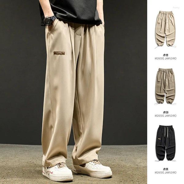 Jeans da uomo Pantaloni di seta di ghiaccio Protezioni sottili estive Allentato coulisse verticale Abbigliamento da lavoro casual alla moda