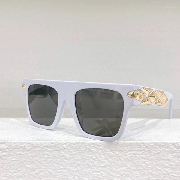 Солнцезащитные очки 2024, квадратная большая оправа, женские, 1990 Вт, с круглым лицом, мужские очки с металлической сеткой, модный дизайн, 6 цветов, черный, коричневый, белый