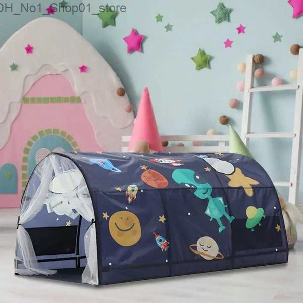 Torda de brinquedo Toys Kid Tent Tent Play House 1.4M Child Child Baby Baby dobrável desenho animado de casa pequena tenda infantil Bed Tegus Princesa Tent q231221