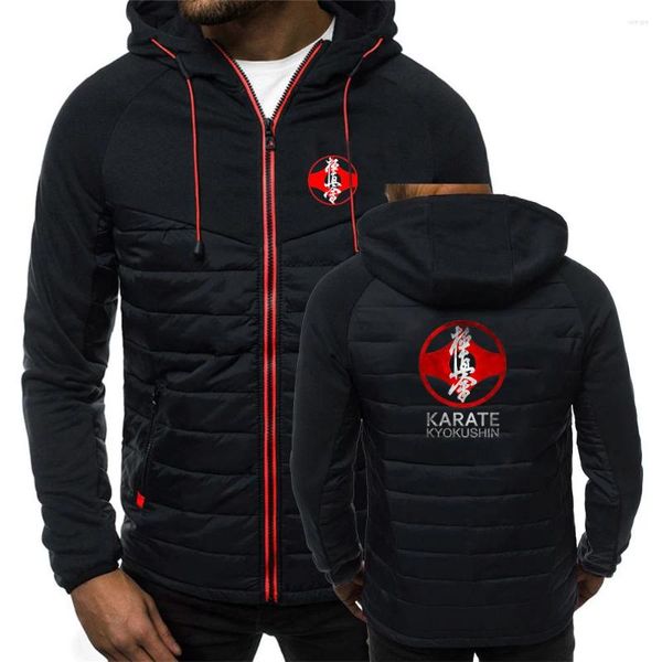 Hoodies masculinos kyokushin karate impresso jaquetas com capuz masculino zíper primavera outono confortável lã quente acolchoado casacos de hip hop