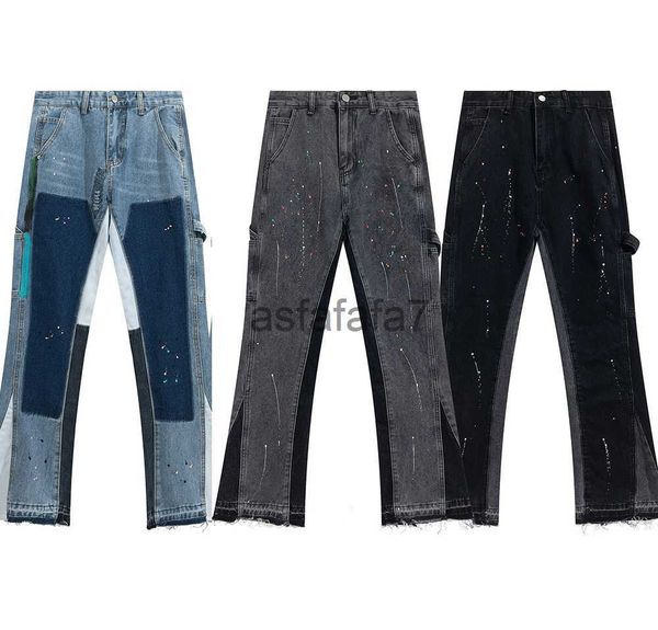 Lila für Herren Modedesigner Spleißen Jeans Zerrissene Denim Hosen Hip Hop Distressed Männer Frauen Hosen Schwarz Galleryes Dept U7I9