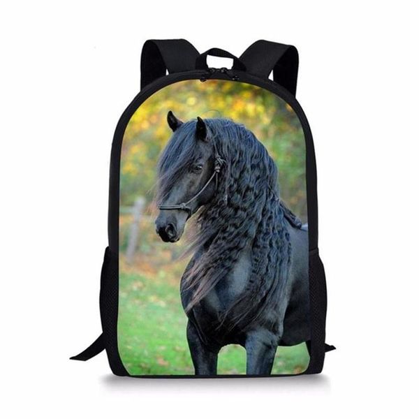 Schulbeutel 2021 Fashion Horse 3D Print für Teenager Jungen Mädchen Primary Kids Rucksack Student Tasche Satchel Mochila Infantil287z