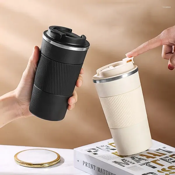 Garrafas de água xícara de café de aço inoxidável dupla camada isolamento a vácuo caneca de escritório ao ar livre portátil copos de carro moda