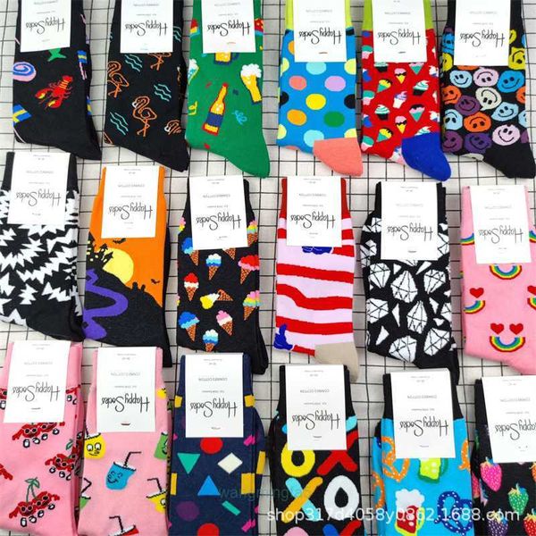 Herrensocken Happy Socks Swedish Trendy High Cut Ins Trendige Socken Frische und vielseitige Damensocken aus reiner Baumwolle mit mittlerem Schnitt 76a2