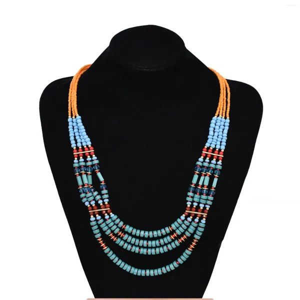 Колье, разноцветное ожерелье из бисера для женщин, модное ожерелье Indain в африканском этническом племени, массивное ожерелье, воротник, украшения на шею, подарки