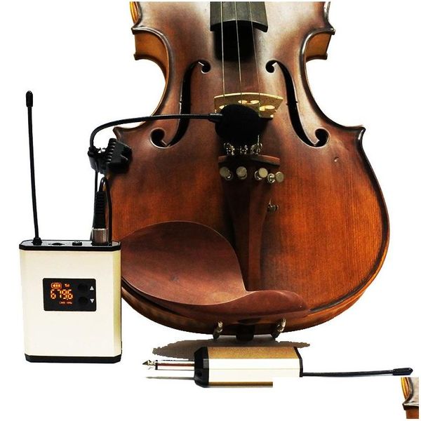 Microfones 44 Acústico Violino Violino Clipe no Microfone Sem Fio Recarga Instrumento Sistema de Microfone Sem Fio 221104 Drop Delivery Elect Dhjjy