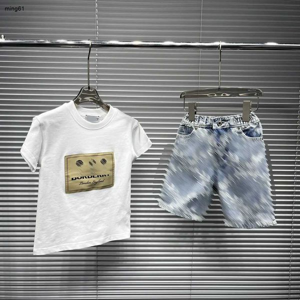 Brand Baby Trackuit Designer Kids Casual Suit Dimensioni 100-160 Summer Child T-shirt e Logo Shorts Denim Dec10