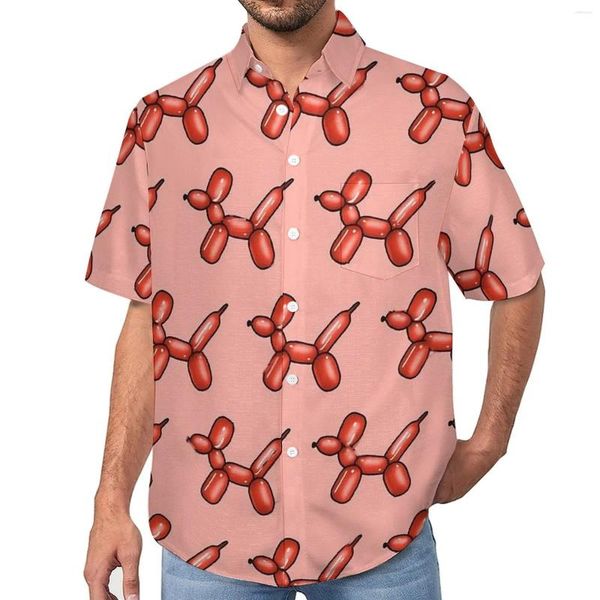 Herren-Freizeithemden, rotes Ballon-Strandhemd, Tierdruck, hawaiianische Herren-Blusen, kurzärmelige bedruckte Kleidung, 3XL 4XL