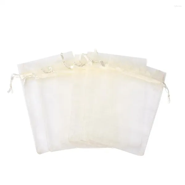 Bolsas de jóias 100 pcs Organza Sacos Fitas Cordão Embalagem Display Bolsa Festa de Casamento Doces Presente Múltiplo Tamanho