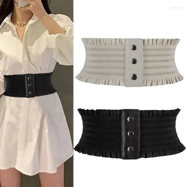 Cintos Mulheres Cinto Largo Elástico Cintas de Cintura Senhoras Stretch Cintura Cummerbund Feminino Vestido Espartilho Preto Branco Banda