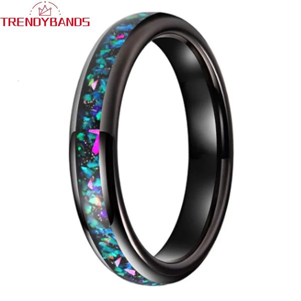 Bant Yüzükleri 4mm 6mm Galaxy Opal Kakma Moda Tü Mücevher Tungsten Karbür Aly Band Nişan Yüzüğü Erkekler Kadın Yıldönümü Hediyesi 231219