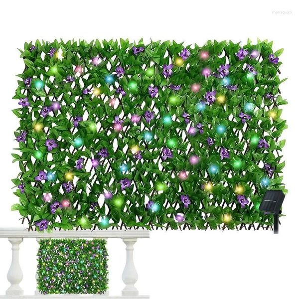 Coroas de grinaldas de flores decorativas pátio de tela de privacidade com luzes LED para apartamentos expandindo o painel de esgrima expansível