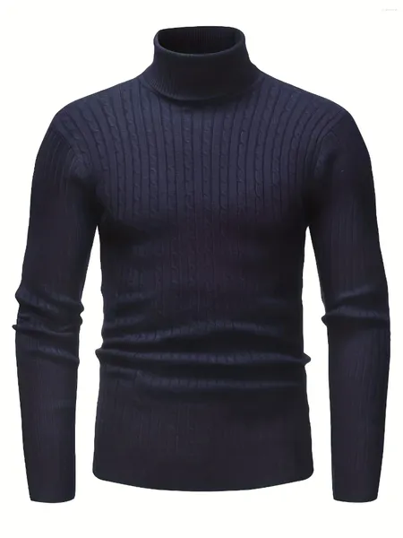 Maglioni da uomo Maglione lavorato a maglia solido tutto abbinato Pullover dolcevita caldo casual ad alta elasticità per uomo Autunno Inverno