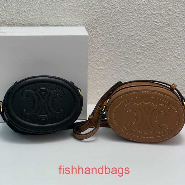 Celins Designerinnen Frauen Umhängetaschen Totes 2023 Neues kleines rundes Bag Mode Freizeit Ovales Handy geprägt Single Schulter Messenger mit Original -Logo