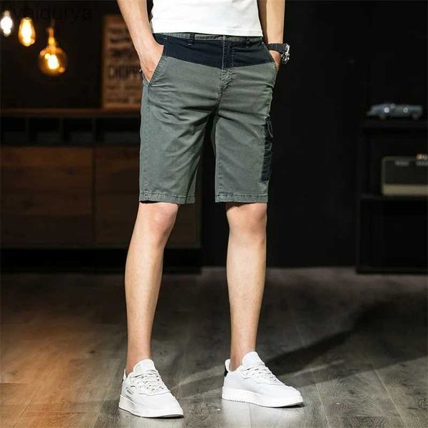 Herren Shorts Cargo Shorts Männer Knie Länge lässig losen Shorts Patchtasche Elastizität Baumwoll Shorts Feste Farbfleck -Kurzhose Heiße Verkauf YQ231220