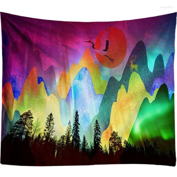 Taquestres color Hill Mountain Tapestry Decoração da praia Praia Toalha Toalha Mágica Cena de ioga Mat parede de penduramento