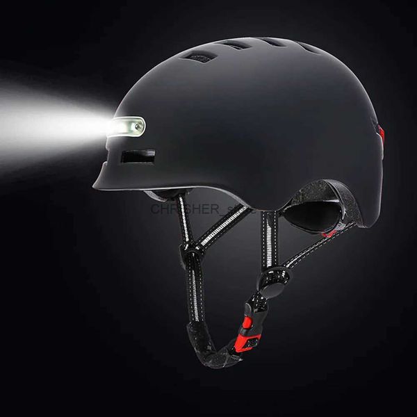 Caschi da arrampicata Casco da bicicletta con avviso luminoso Equilibrio per bicicletta integrato Casco da bici per auto MTB Sport all'aria aperta Casco da equitazione per scooter per auto elettrica