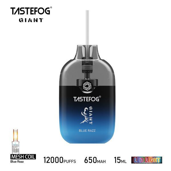 Novo Tastefog Gigante Puff 12000 Descartável Recarregável Vape Puff 12k Vaporizador RGB Luz Fluxo de Ar Ajustável