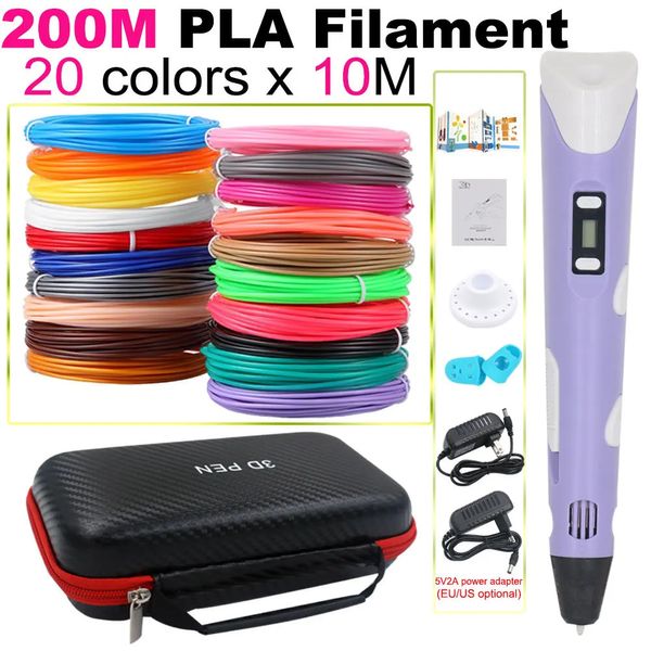 3D Impressão Pen Impressora 3D Canetas para Crianças Crianças DIY Desenho Lápis com LCD PLA Filament Gel Paint Brinquedos Seguro Natal Birthdy Gift 231219