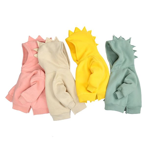 Felpe per bambini per ragazze dei ragazzi Magliette autunnali Pile invernale Addensare Felpe con cappuccio dinosauro Adolescenti Abbigliamento per bambini Felpa con cappuccio per bambini 231220