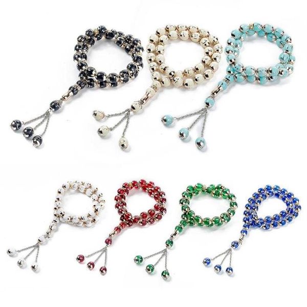 Mulheres religiosas islâmicas unissex homens resina 33 contas tasbih gravado pulseira de oração muçulmana folk-personalizado frisado vertentes334g