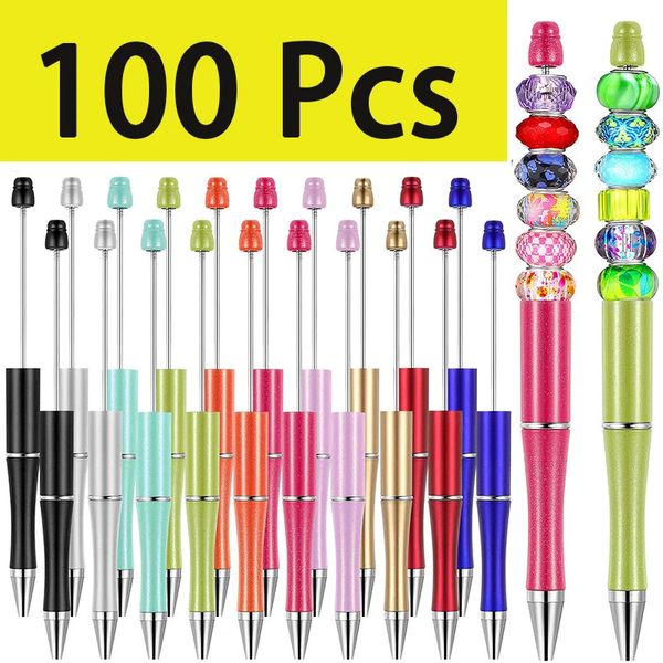 100 pezzi di penne in plastica con perline perline per kit fai da te con perline ufficio scuola bambini studenti infermiera 231220