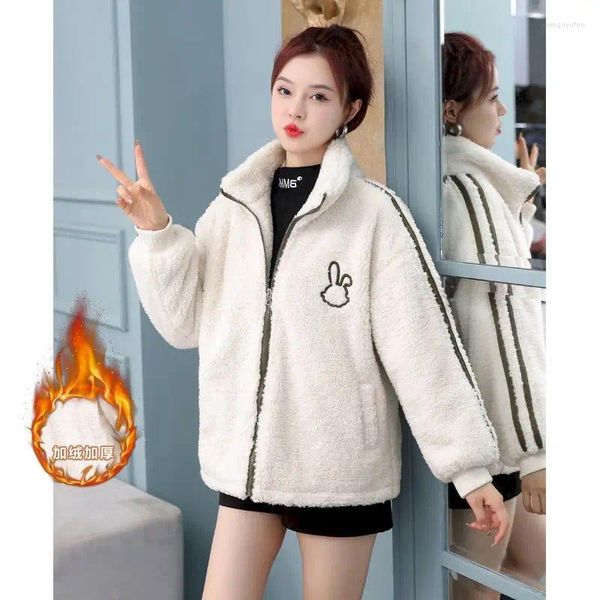 Frauen Graben Mäntel Lamm Fleece Koreanische Version Lose Korn Verdickt Mode Baumwolle Anzug 2023 Winter Casual Wear