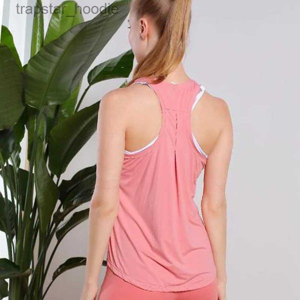 Tanques femininos Camis Mulheres Loose Fit Gym Crop Tank Mulheres Sports Sleless Colete Sólido Quick Dry Tank Tops L231220