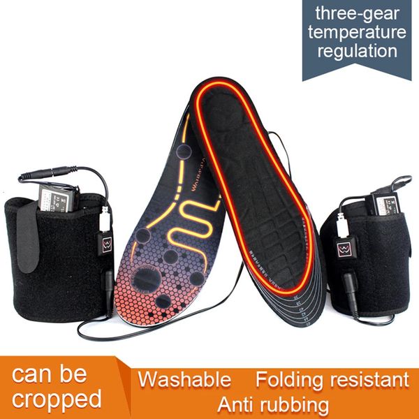 Accessori per parti di scarpe 1 paio 3.7V 3600mAh solette riscaldate alimentate a batteria ricaricabili solette per scarpe riscaldate scaldapiedi per sci invernale per uomo donna 231219